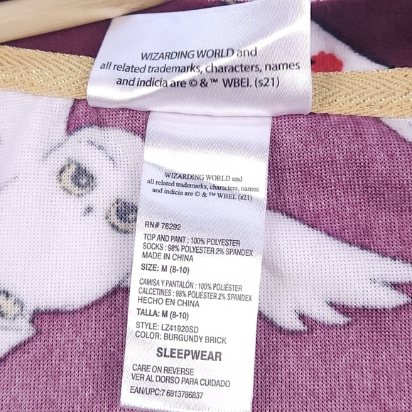 NWOT Harry Potter Fleece Longsleeve Pajama Shirt Size Medium (8-10) - Picture 4 of 4